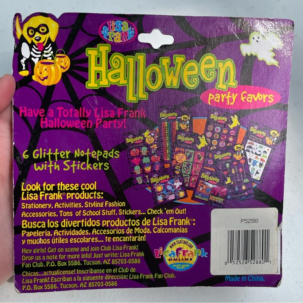 New Lisa Frank Halloween Party Favors 6 Glitter Notepads With Stickers Rare Dog